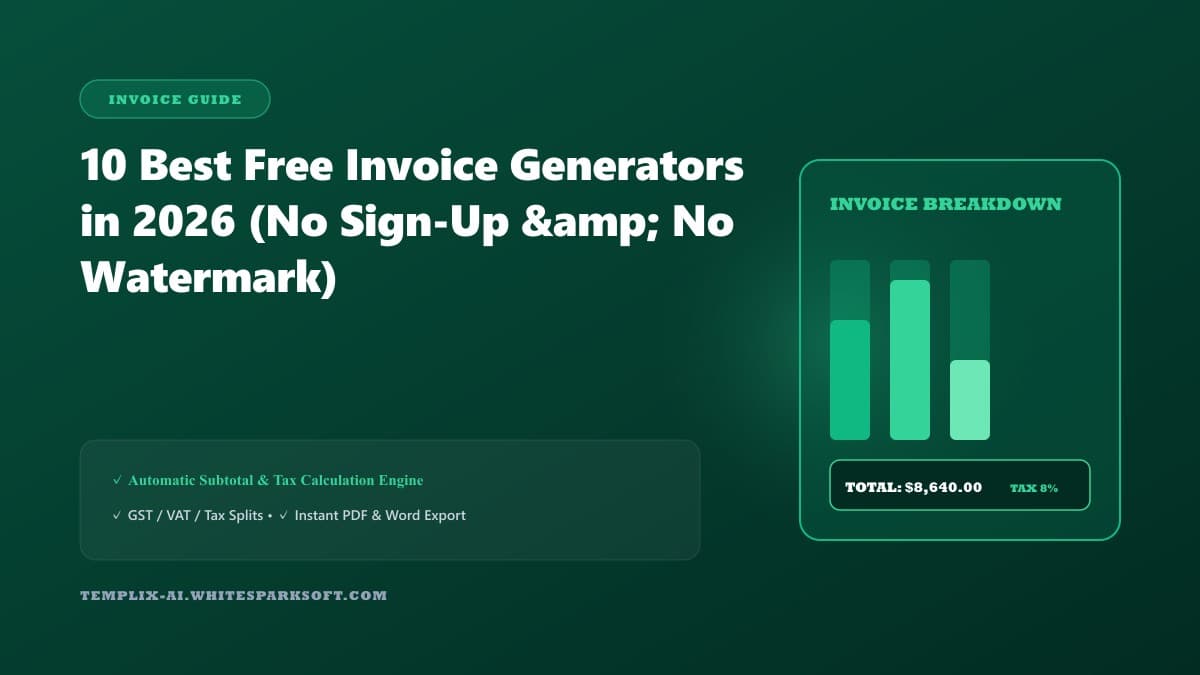 10 Best Free Invoice Generators in 2026 (No Sign-Up & No Watermark) — Templix AI guide