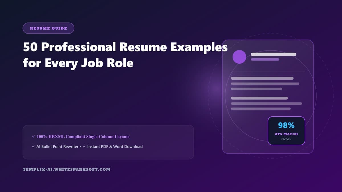50 Professional Resume Examples for Every Job Role — Templix AI guide
