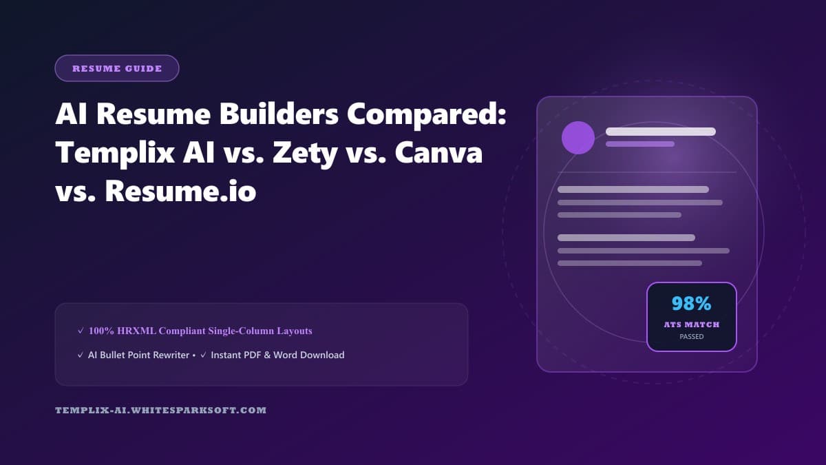 AI Resume Builders Compared: Templix AI vs. Zety vs. Canva vs. Resume.io — Templix AI guide