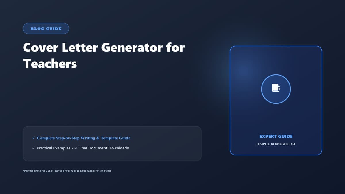 Cover Letter Generator for Teachers — Templix AI guide