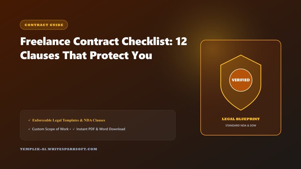 Freelance Contract Checklist: 12 Clauses That Protect You — Templix AI guide