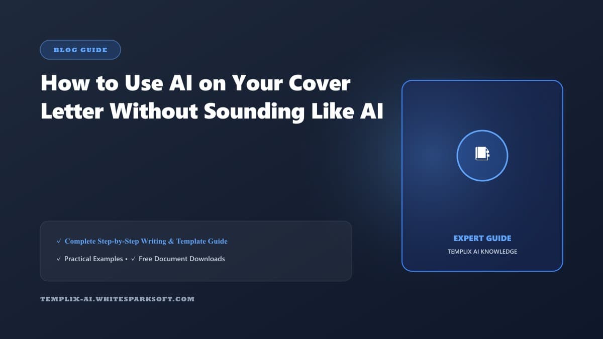 How to Use AI on Your Cover Letter Without Sounding Like AI — Templix AI guide