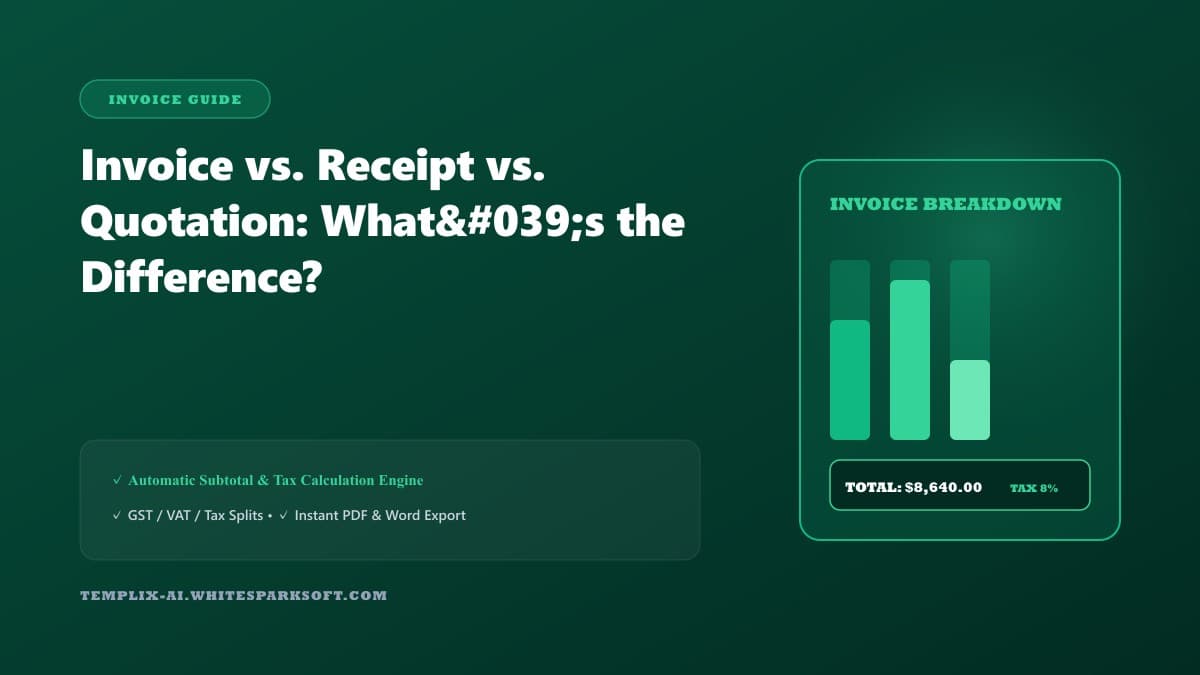 Invoice vs. Receipt vs. Quotation: What's the Difference? — Templix AI guide