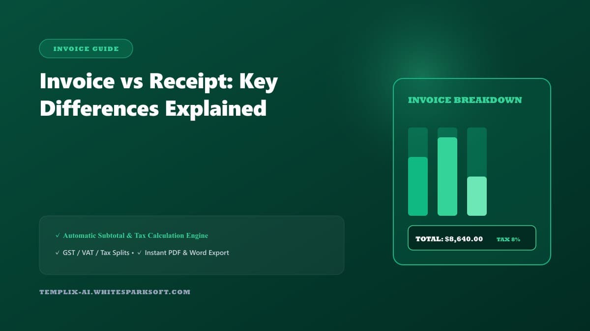 Invoice vs Receipt: Key Differences Explained — Templix AI guide