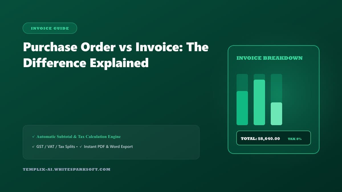 Purchase Order vs Invoice: The Difference Explained — Templix AI guide