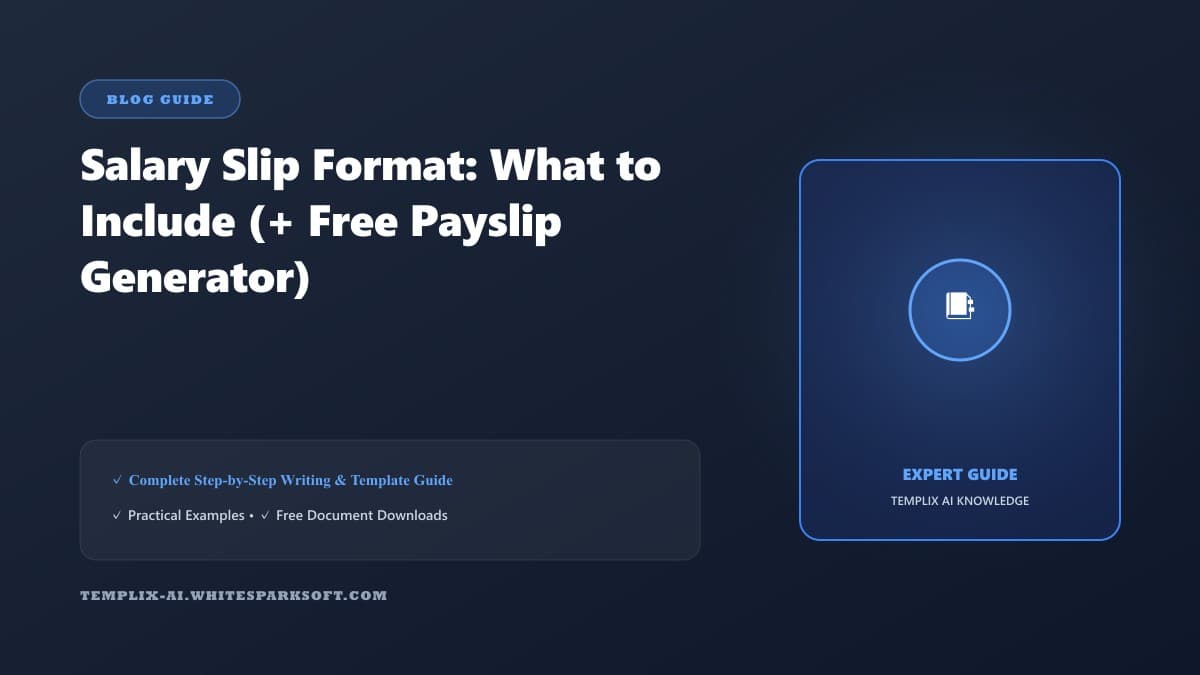 Salary Slip Format: What to Include (+ Free Payslip Generator) — Templix AI guide