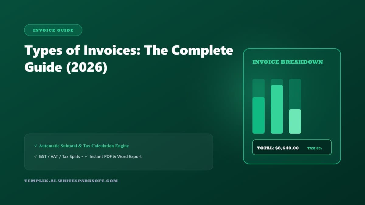 Types of Invoices: The Complete Guide (2026) — Templix AI guide