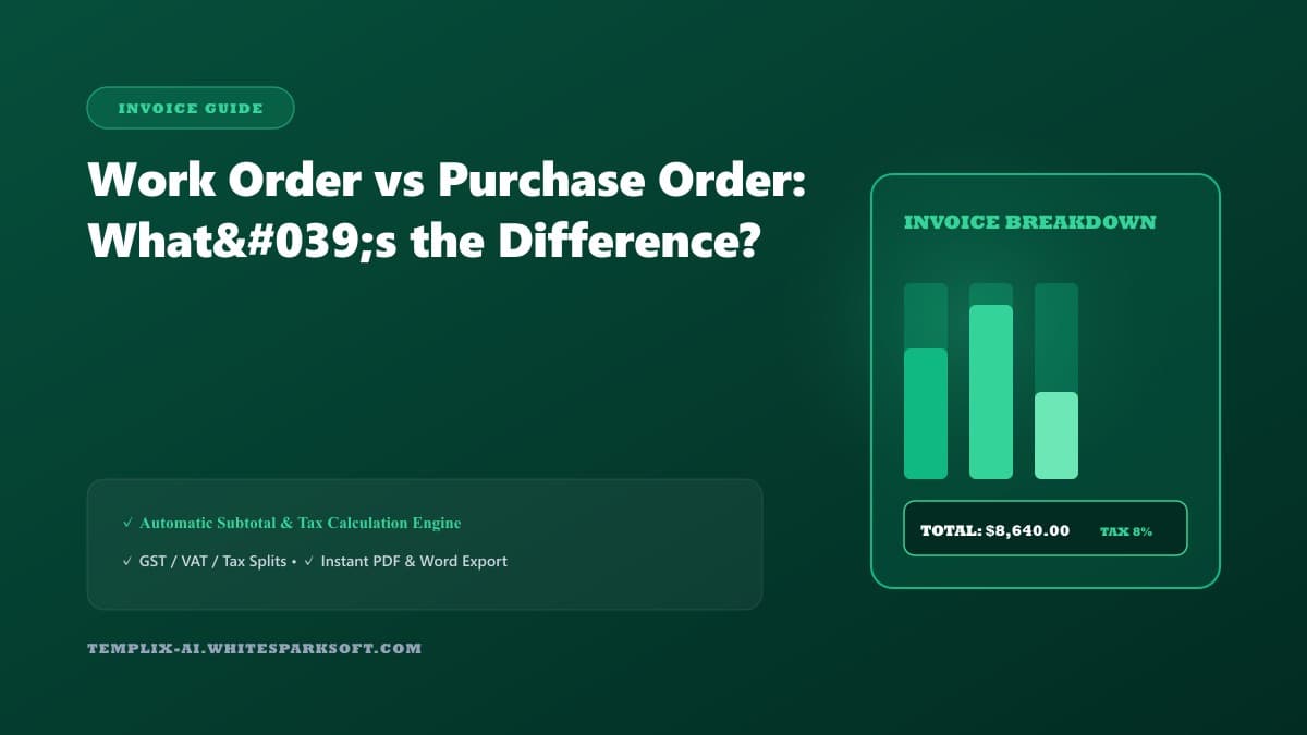 Work Order vs Purchase Order: What's the Difference? — Templix AI guide
