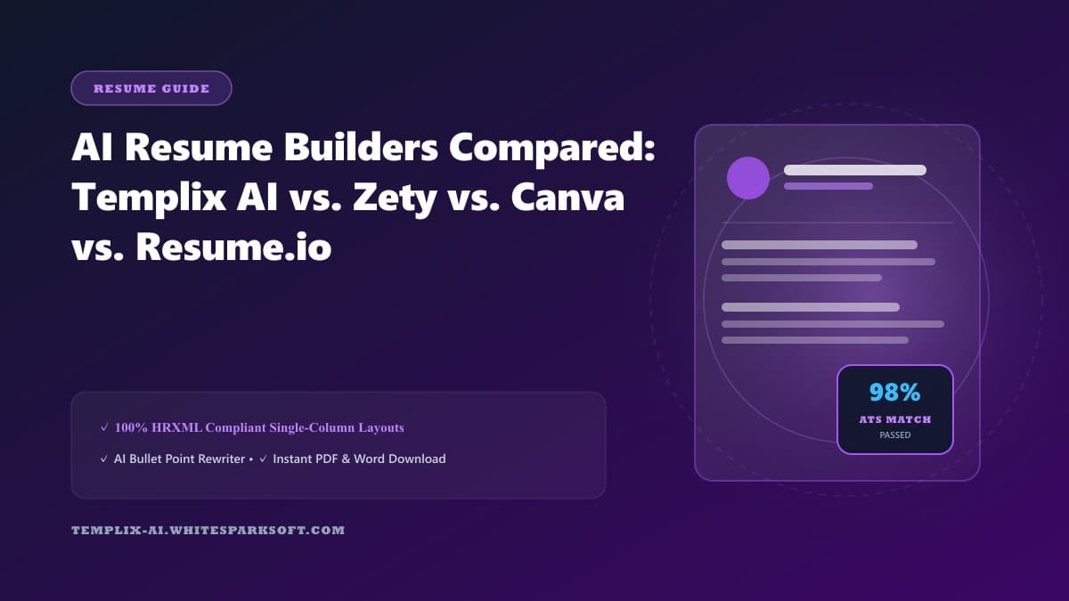 AI Resume Builders Compared: Templix AI vs. Zety vs. Canva vs. Resume.io — Templix AI guide AI Resume Builders Compared: Templix AI vs. Zety vs. Canva vs. Resume.io — Templix AI guide