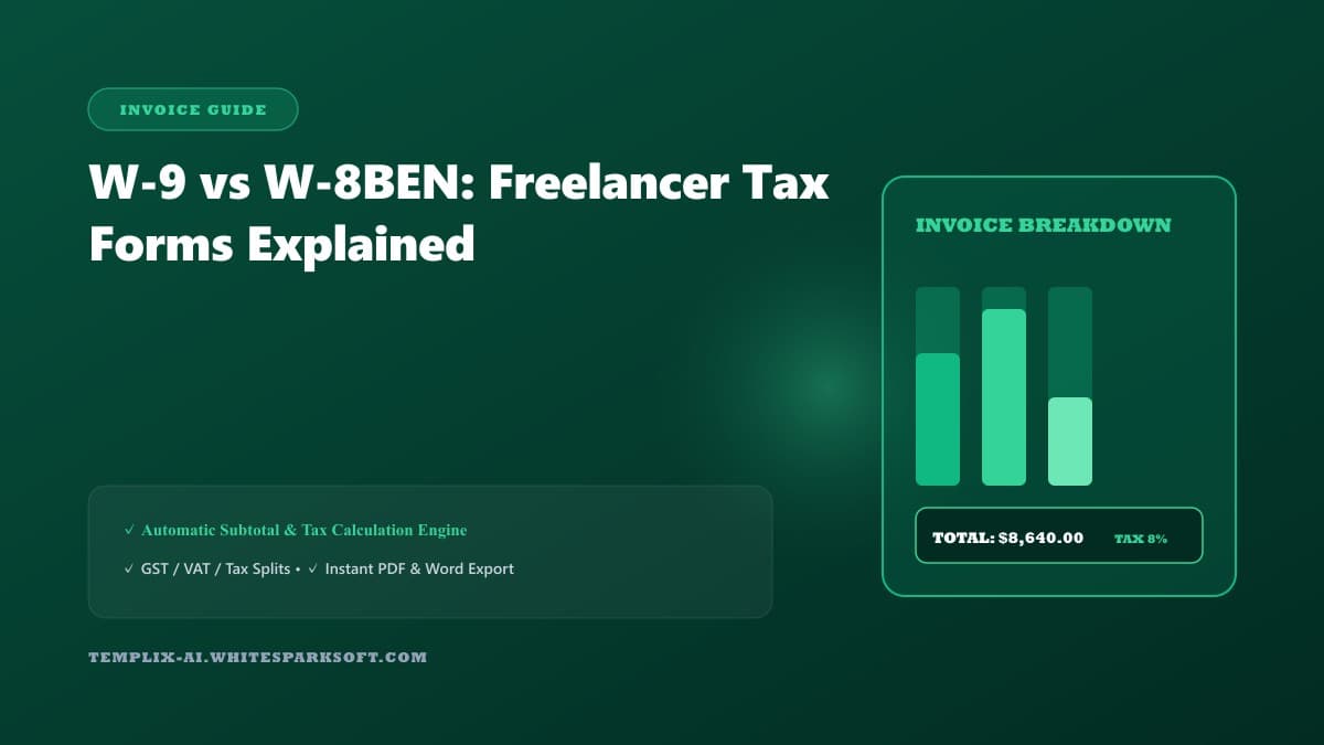 W-9 vs W-8BEN: Freelancer Tax Forms Explained — Templix AI guide W-9 vs W-8BEN: Freelancer Tax Forms Explained — Templix AI guide