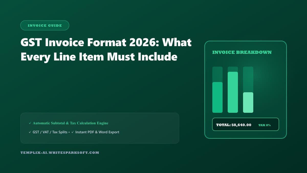 GST Invoice Format 2026: What Every Line Item Must Include — Templix AI guide GST Invoice Format 2026: What Every Line Item Must Include — Templix AI guide