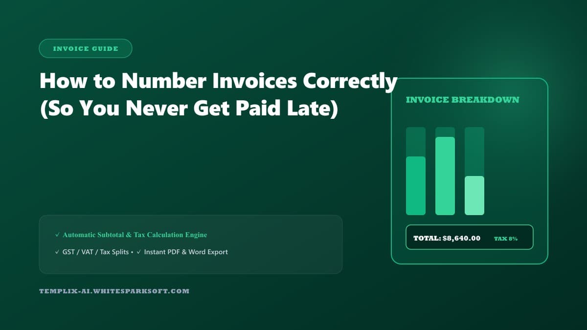 How to Number Invoices Correctly (So You Never Get Paid Late) — Templix AI guide How to Number Invoices Correctly (So You Never Get Paid Late) — Templix AI guide