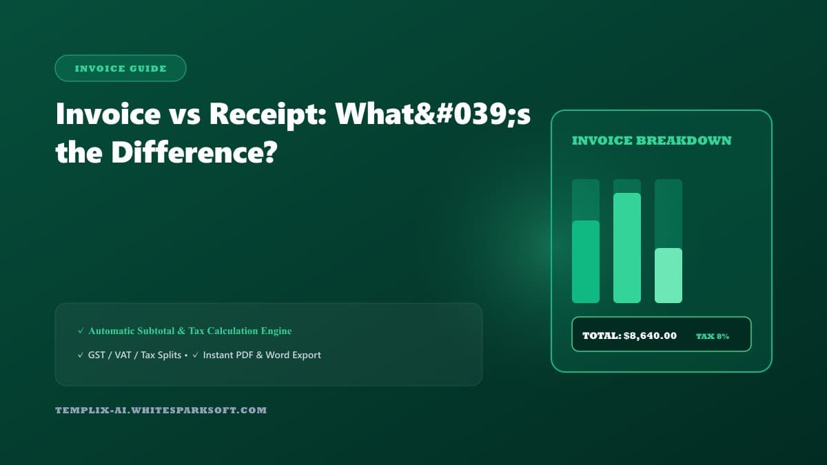 Invoice vs Receipt: What's the Difference? — Templix AI guide Invoice vs Receipt: What's the Difference? — Templix AI guide