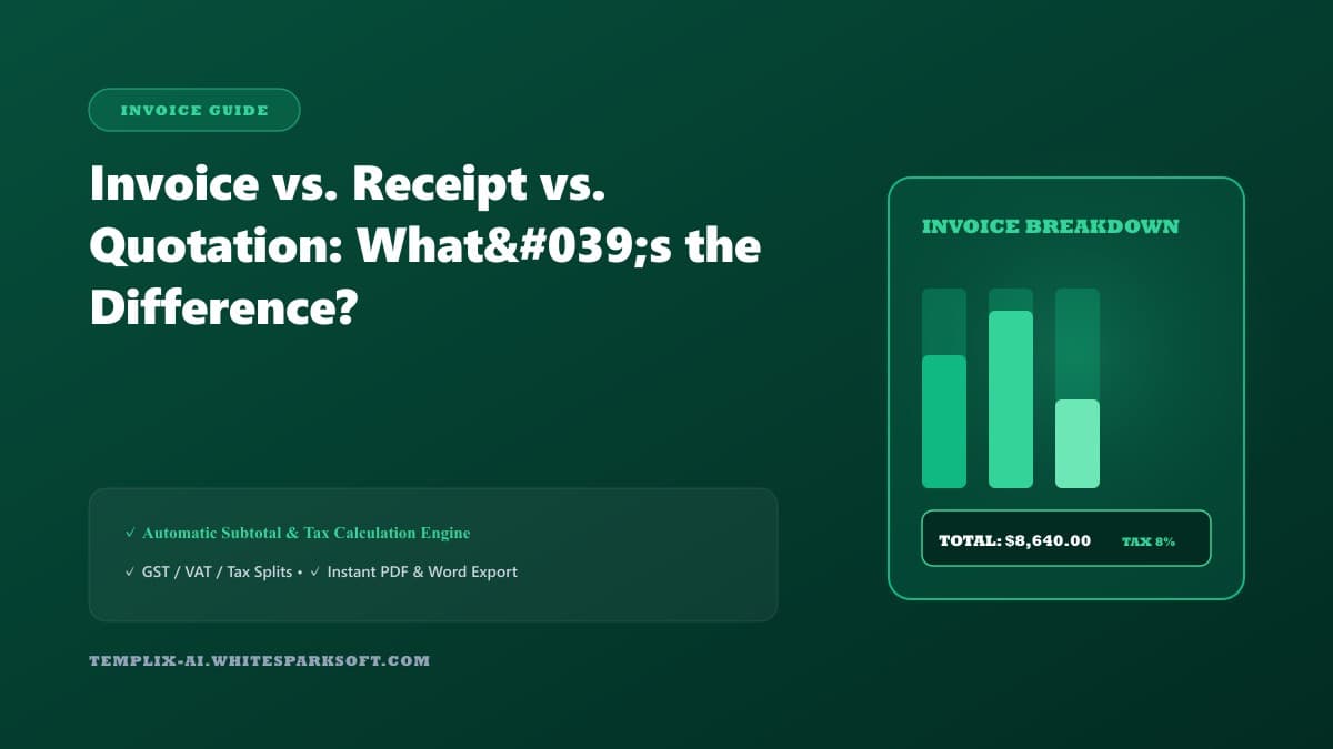 Invoice vs. Receipt vs. Quotation: What's the Difference? — Templix AI guide Invoice vs. Receipt vs. Quotation: What's the Difference? — Templix AI guide