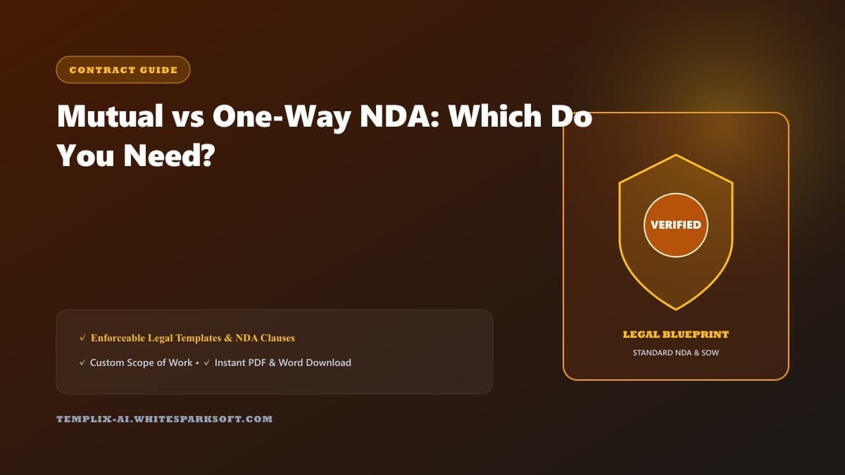 Mutual vs One-Way NDA: Which Do You Need? — Templix AI guide Mutual vs One-Way NDA: Which Do You Need? — Templix AI guide