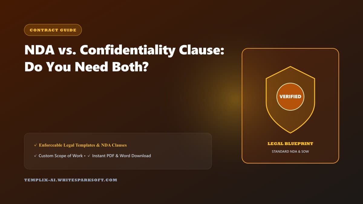 NDA vs. Confidentiality Clause: Do You Need Both? — Templix AI guide NDA vs. Confidentiality Clause: Do You Need Both? — Templix AI guide