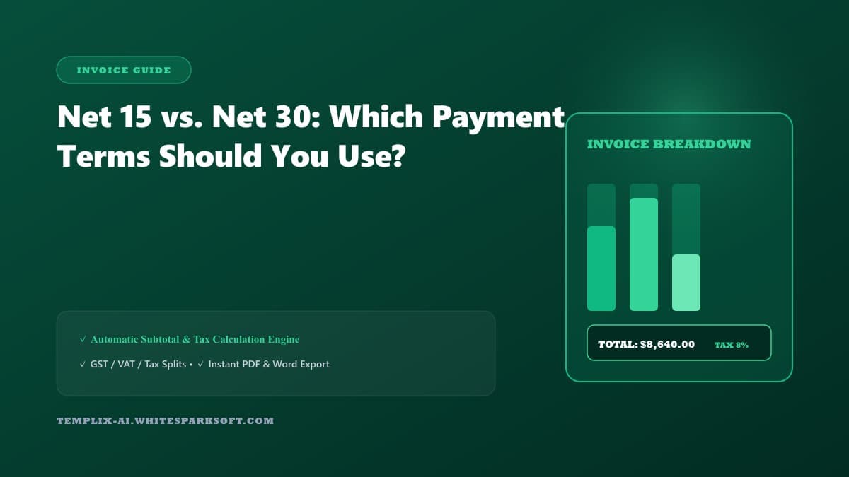 Net 15 vs. Net 30: Which Payment Terms Should You Use? — Templix AI guide Net 15 vs. Net 30: Which Payment Terms Should You Use? — Templix AI guide