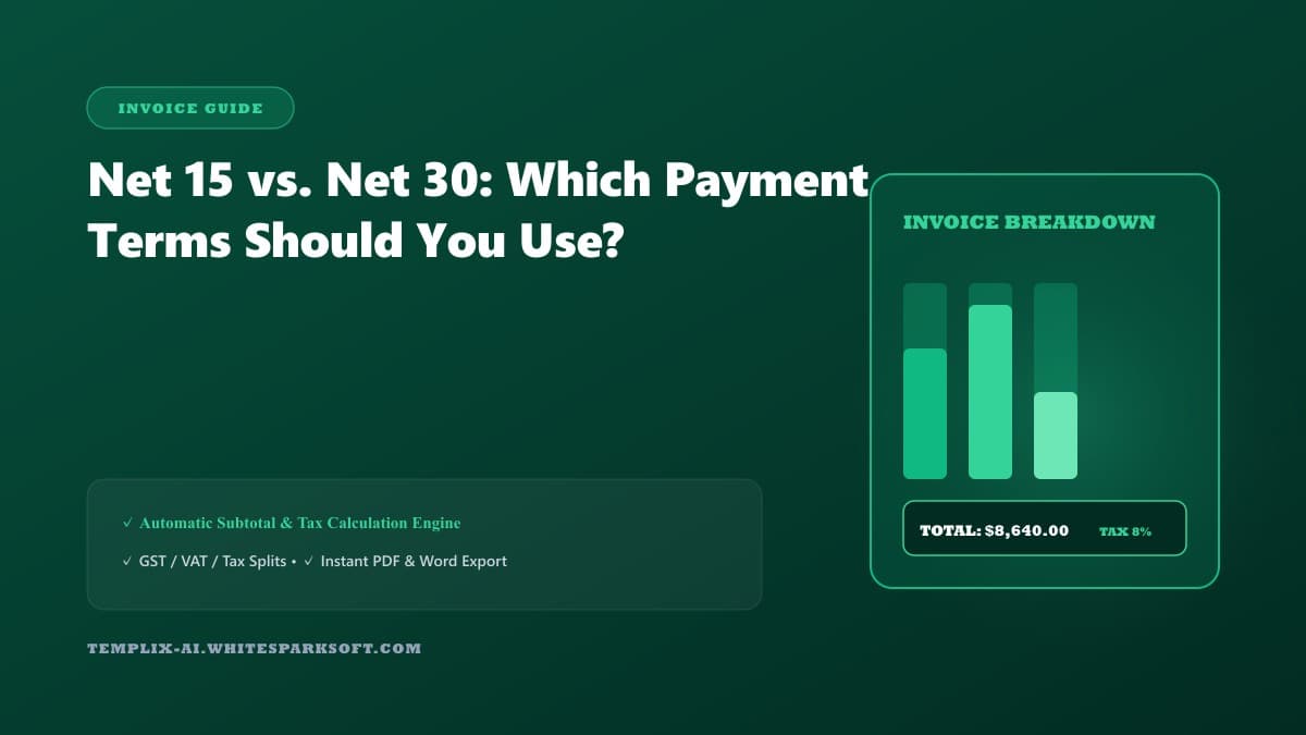 Net 15 vs. Net 30: Which Payment Terms Should You Use? — Templix AI guide Net 15 vs. Net 30: Which Payment Terms Should You Use? — Templix AI guide