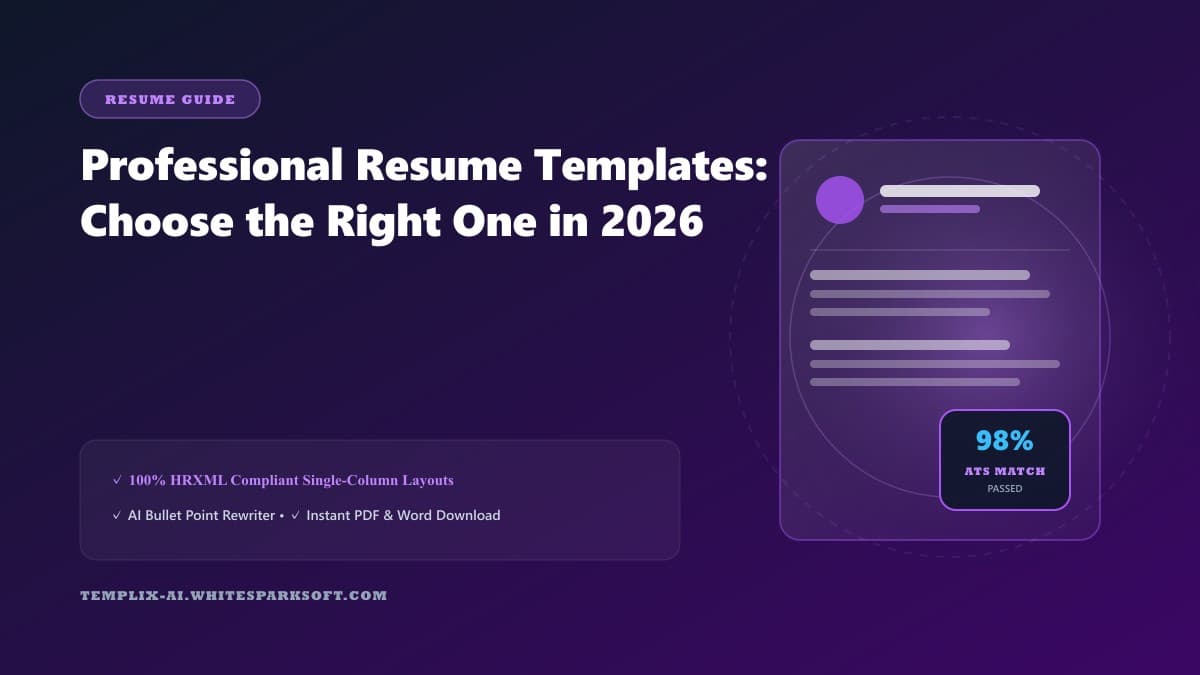 Professional Resume Templates: Choose the Right One in 2026 — Templix AI guide Professional Resume Templates: Choose the Right One in 2026 — Templix AI guide