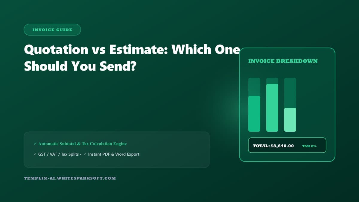 Quotation vs Estimate: Which One Should You Send? — Templix AI guide Quotation vs Estimate: Which One Should You Send? — Templix AI guide