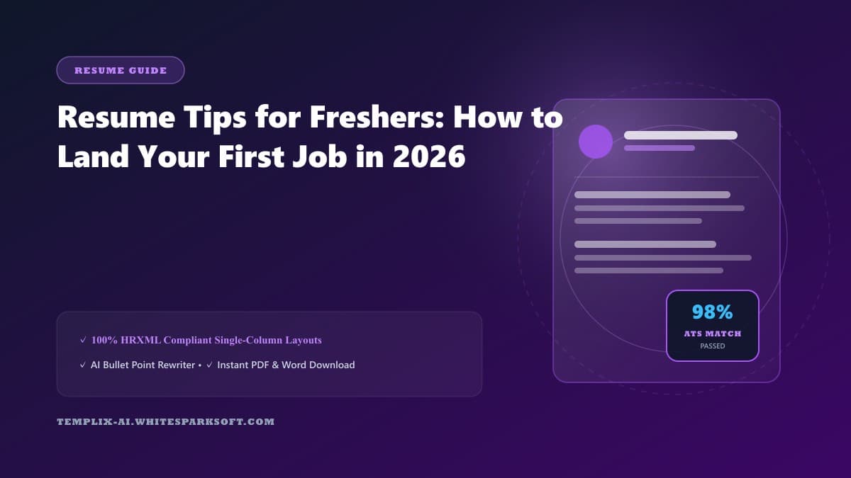 Resume Tips for Freshers: How to Land Your First Job in 2026 — Templix AI guide Resume Tips for Freshers: How to Land Your First Job in 2026 — Templix AI guide