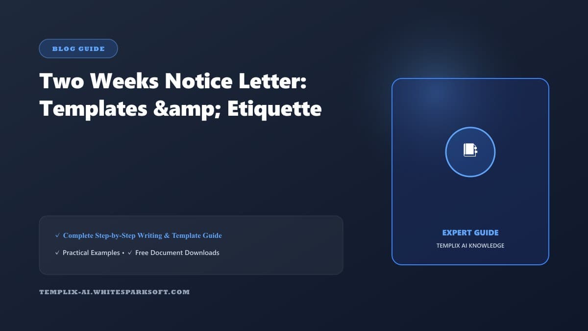 Two Weeks Notice Letter: Templates & Etiquette — Templix AI guide Two Weeks Notice Letter: Templates & Etiquette — Templix AI guide